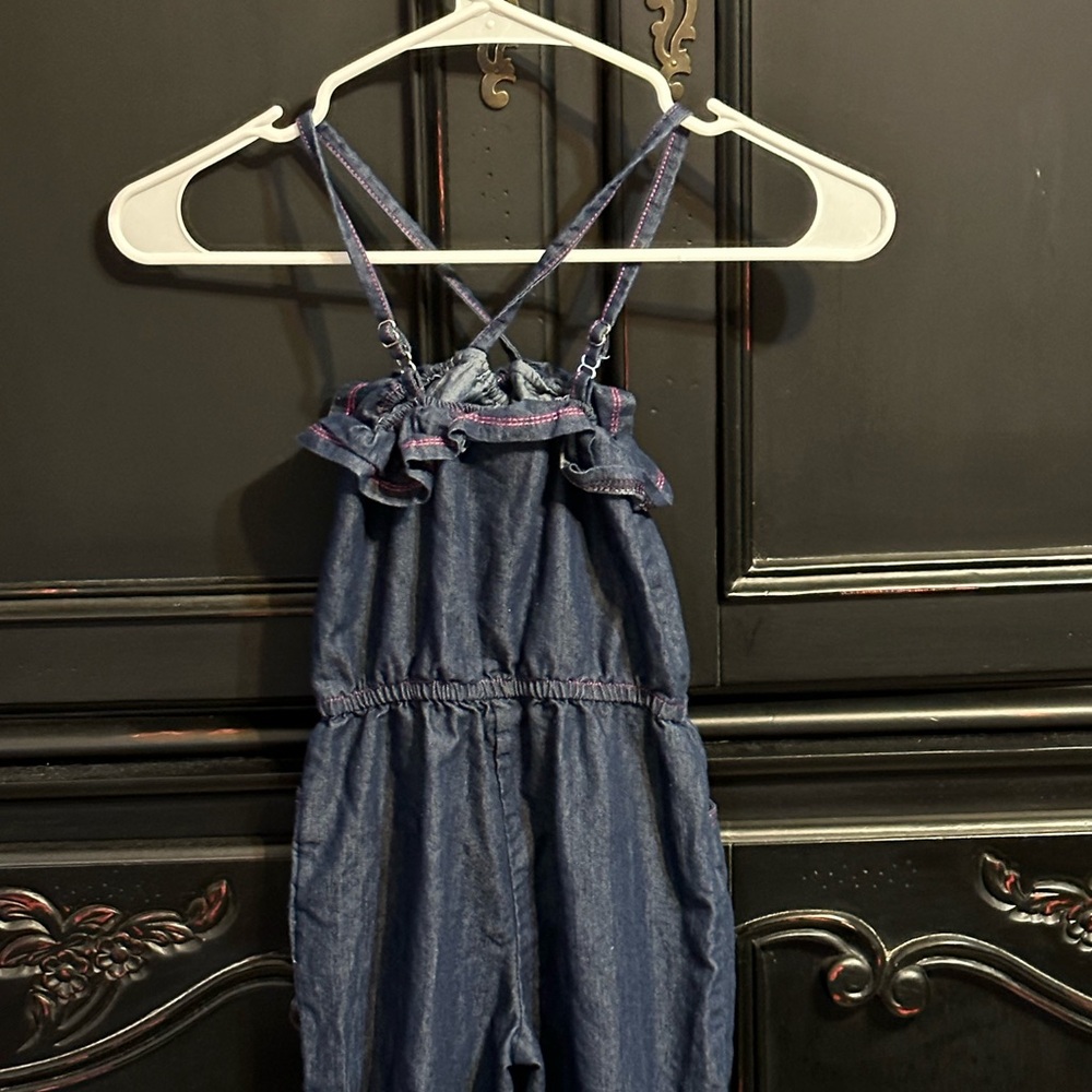 Hello Kitty Girls Denim Jumpsuit with spaghetti straps young girls size 6 - Picture 11 of 12